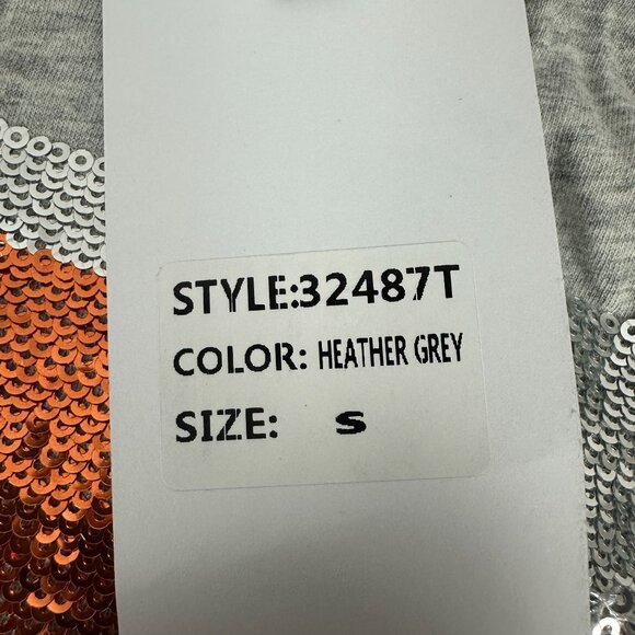 Blue B. Collection Heather Grey Sequin Cowboy Boots Fringe Tee Size Small - Picture 4 of 6